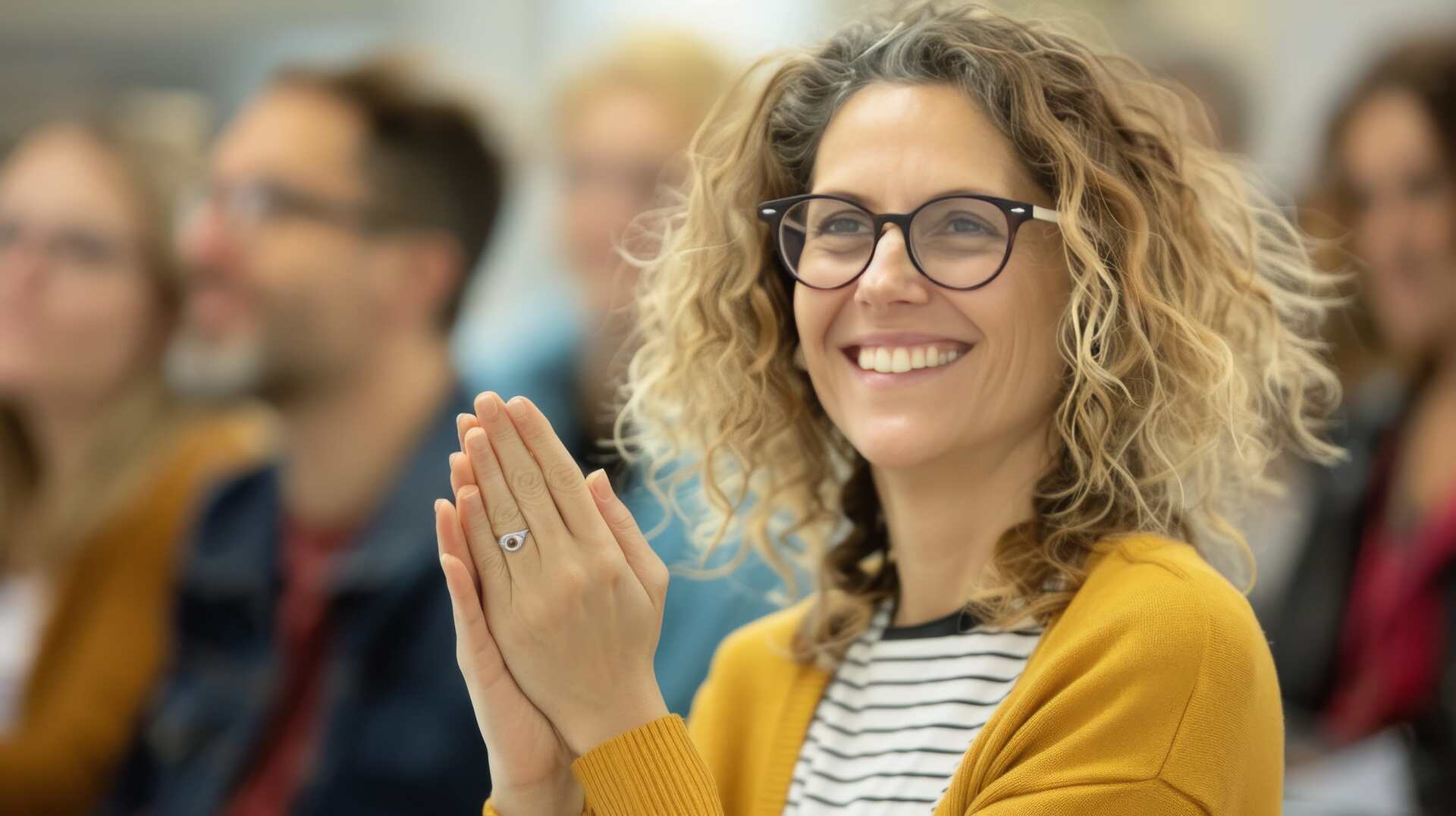 Femme souriant dans un séminaire à Paris
