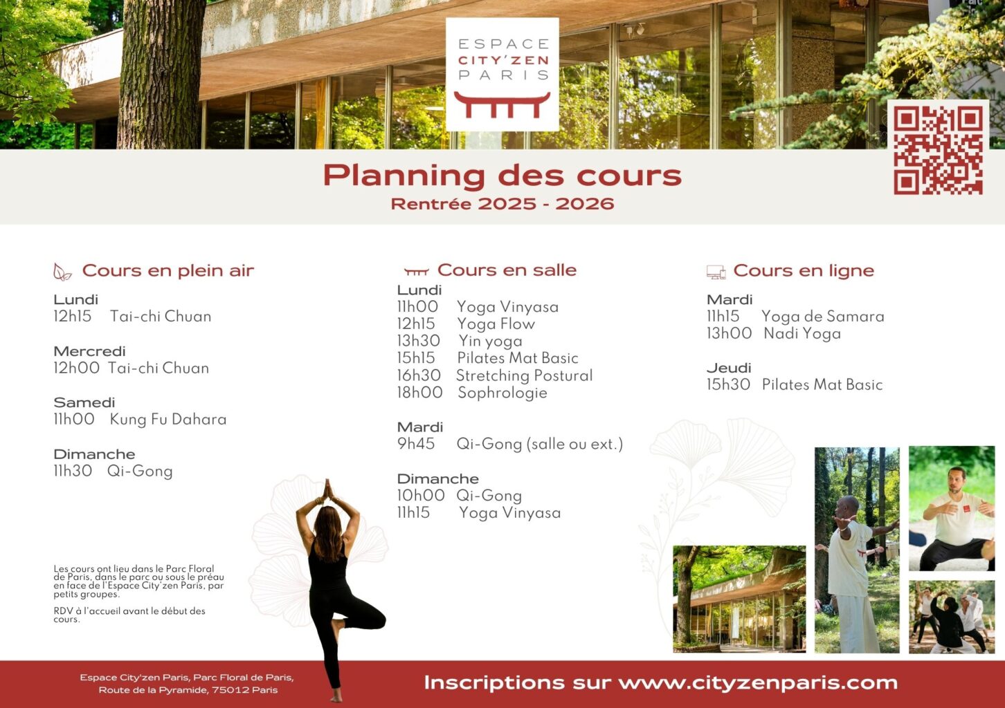 Planning cours yoga espace city'zen paris